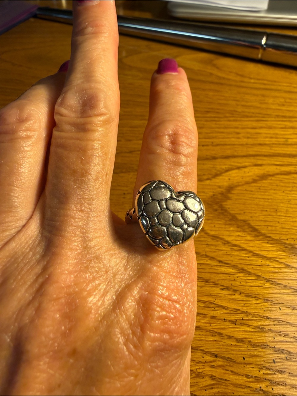 Size 8 Heart Oxidized Silver  Ring